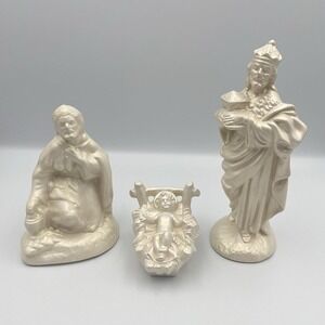 Vintage 1960s–70s Atlantic‎ Mold Nativity Set Shepherd Wise Man Baby Jesus 8"